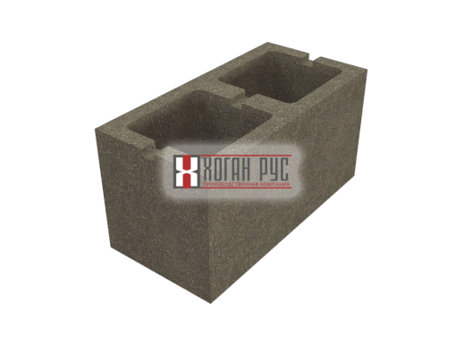 Керамзитобетонный 2-х пустотный блок стеновой 390х190х188